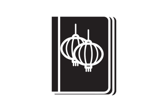 Book Icon Lanterns Black Filled Design – A Versatile Graphic for Handmade Creations