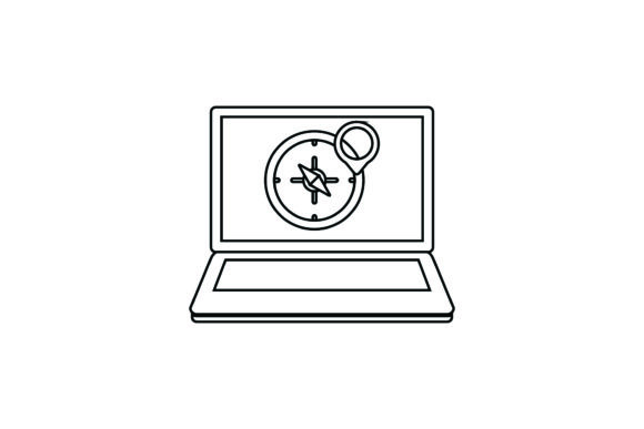 Cute Icon Laptop Compass Coloring Pages – A Freebie with Branding Potential