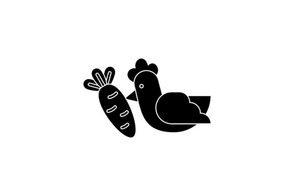 Easter Cute Icon Carrot Chicken Black Review for Real Embroidery Projects