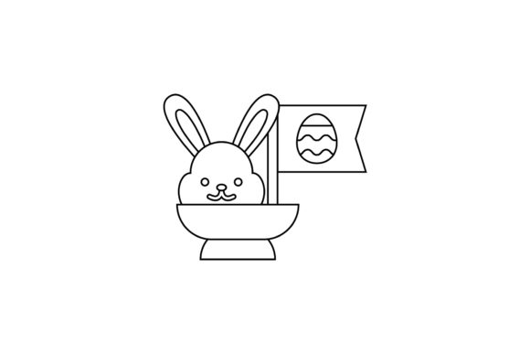 Easter Cute Icon Rabbit Coloring Page: A Versatile Graphics Freebie for Branding and Marketing