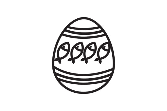 Easter Icon Egg Fish Design Black Line: A Versatile Graphic for Creative Publishing