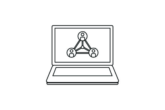 Flat Icon Laptop Network Coloring Page: A Versatile Freebie for Modern Branding