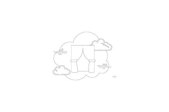 House Curtains Cloud Coloring Page – A Modern Graphic Design Asset for Content Creators