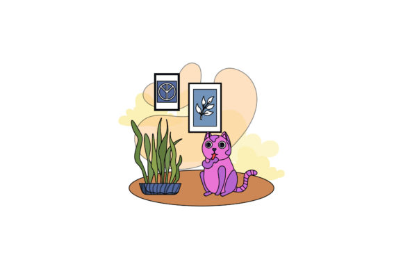 Icon Cat Cute Shocked Color Outline: A Versatile Graphic Design Freebie for Content Creators