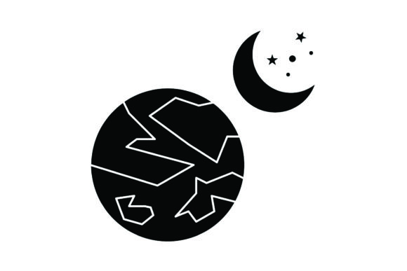 Icon Cute Space Moon Black Filled: A Versatile Graphic for Handmade Businesses