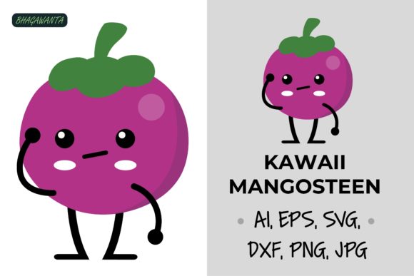 Kawaii Cute Fruit - Mangosteen: A Playful Graphic Design Asset for Creative Sellers