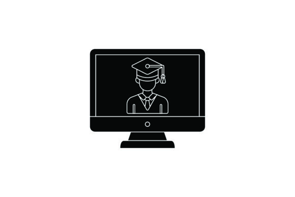 Laptop Cute Icon Graduation Black Fill: A Versatile Graphics Freebie for Creative Projects