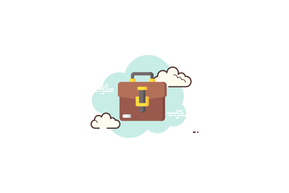 School Icon Briefcase Flat Cloud White – A Modern Design Freebie for Branding