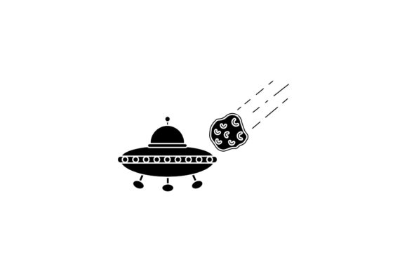 Space Icon Cute UFO Black Filled – A Freebie Graphic with Big Design Potential